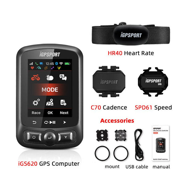 Bike Computer GPS With Wireless Speedometer- Waterproof Navigation / 2.2 inch – With Heart Rate Monitor