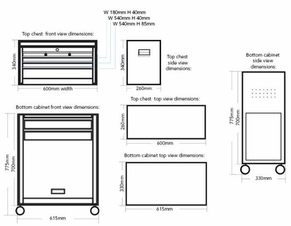 Carpit™ Mechanics 8 Drawer Tool Box Chest & Roller Cabinet
