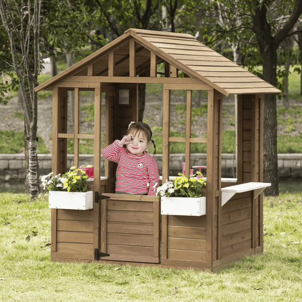 Children's Outdoor Backyard Wooden Toy Playhouse-Aroflit