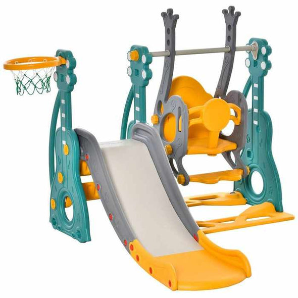 Children's Small Plastic Backyard Playground Swing Slide Set-Aroflit