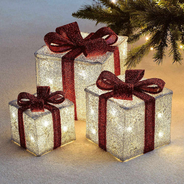 Christmas Festive Light Up Gift Parcel Boxes