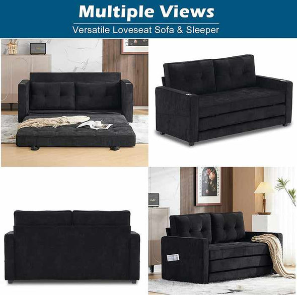 Convertible Sofa Couch Loveseat Sleeper Bed-Aroflit