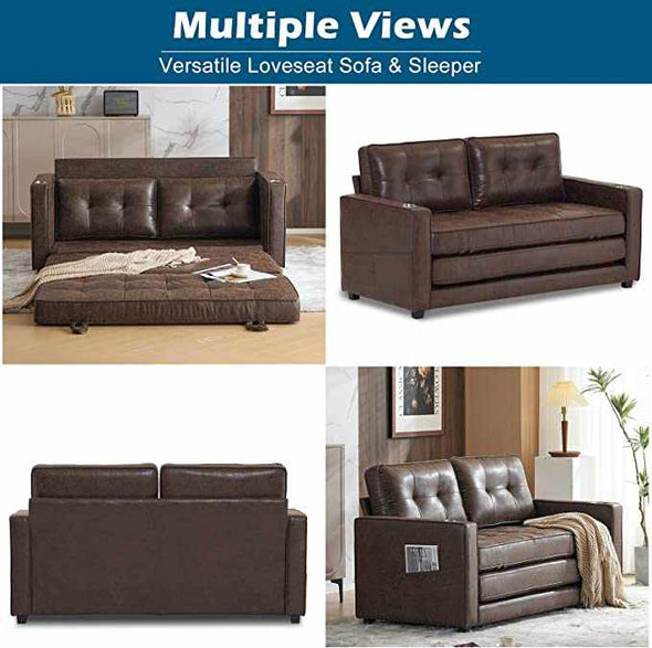 Convertible Sofa Couch Loveseat Sleeper Bed-Aroflit