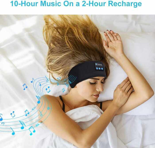 Elastic Sleeping Headbands with Bluetooth Earphones For Sports And Eye band For Sleeping in Black