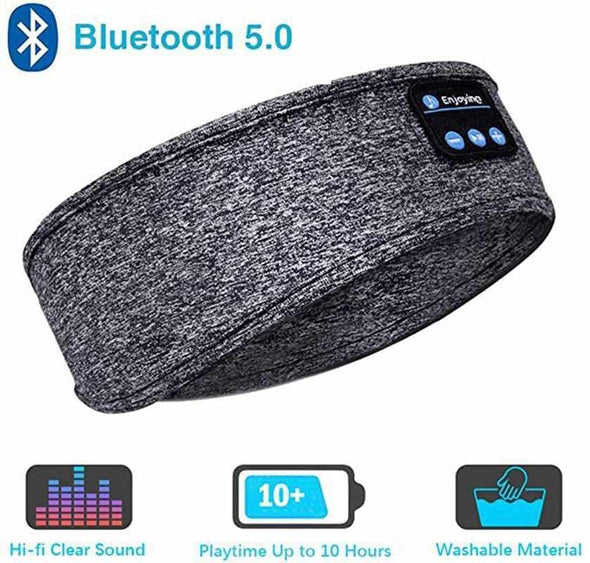 Elastic Sleeping Headbands with Bluetooth Earphones For Sports And Eye band For Sleeping in Black