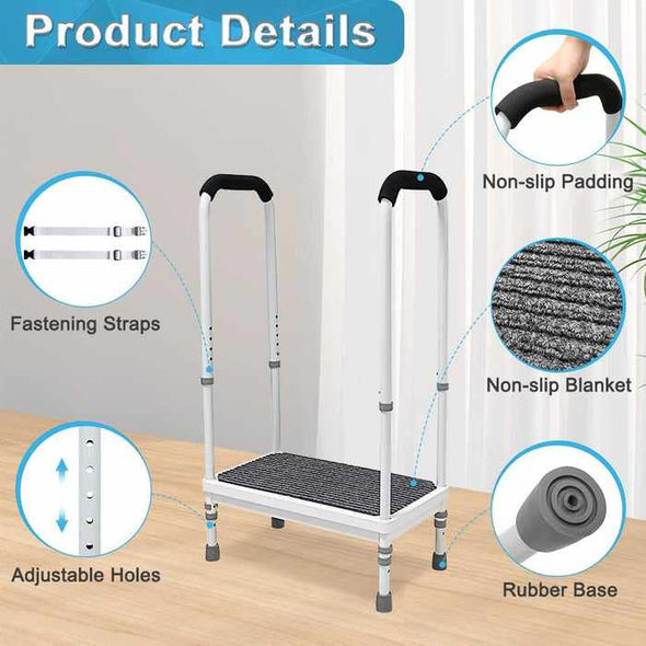Elderly Adults High Bedside Step Stool With Handles-Aroflit
