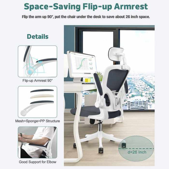 Ergonomic Office Computer Desk Chair With Back & Lumbar Support-Aroflit