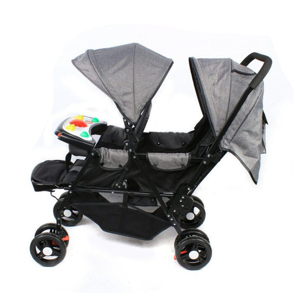 Foldable twin baby stroller