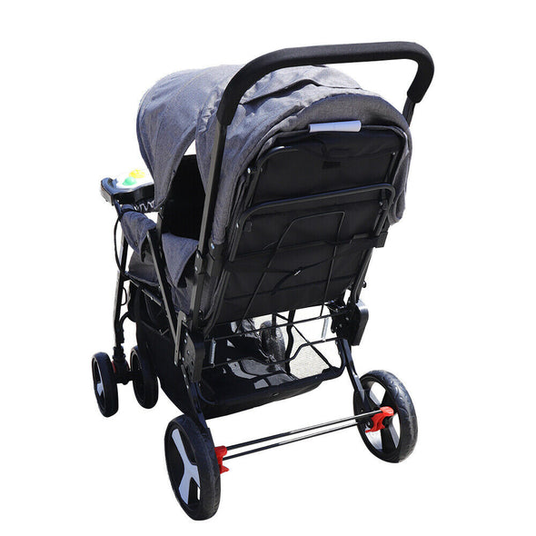 Foldable twin baby stroller