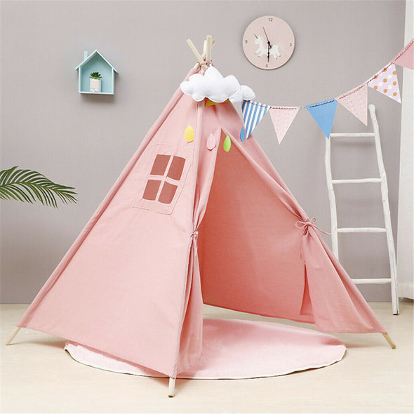 Funteep ™ Kids Teepee Tent | Cotton Canvas with Wooden Poles