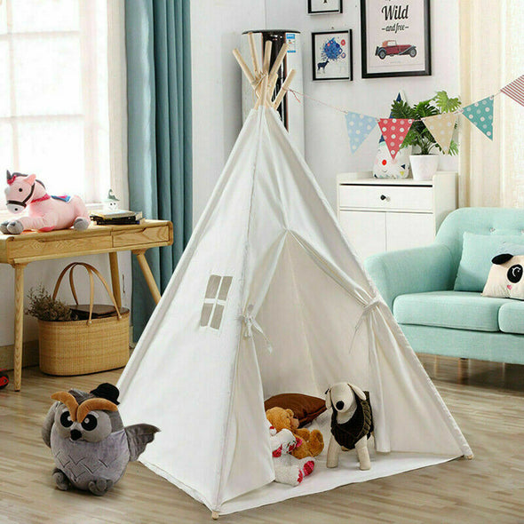 Funteep ™ Kids Teepee Tent | Cotton Canvas with Wooden Poles