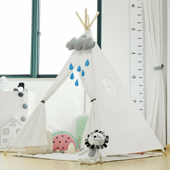 Funteep ™ Kids Teepee Tent | Cotton Canvas with Wooden Poles