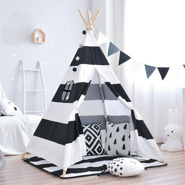 Funteep ™ Kids Teepee Tent | Cotton Canvas with Wooden Poles