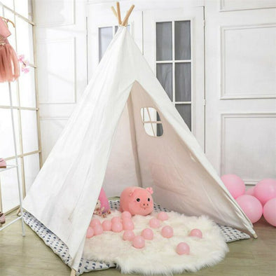 Funteep ™ Kids Teepee Tent | Cotton Canvas with Wooden Poles