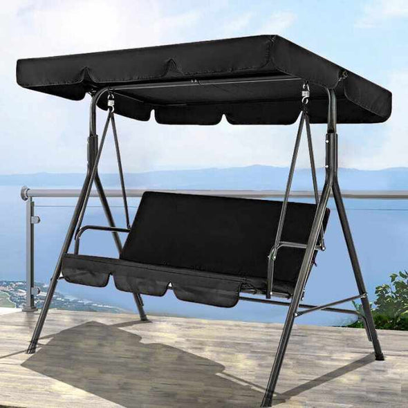 Garden Swing Chair 3 Seater Metal Hammock Patio Canopy