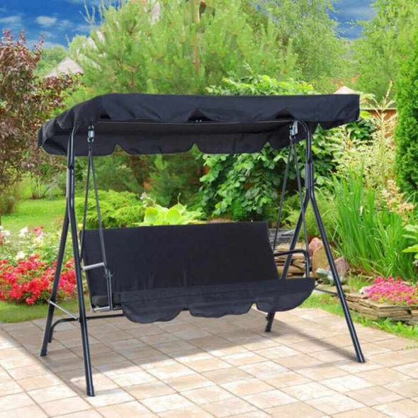 Garden Swing Chair 3 Seater Metal Hammock Patio Canopy