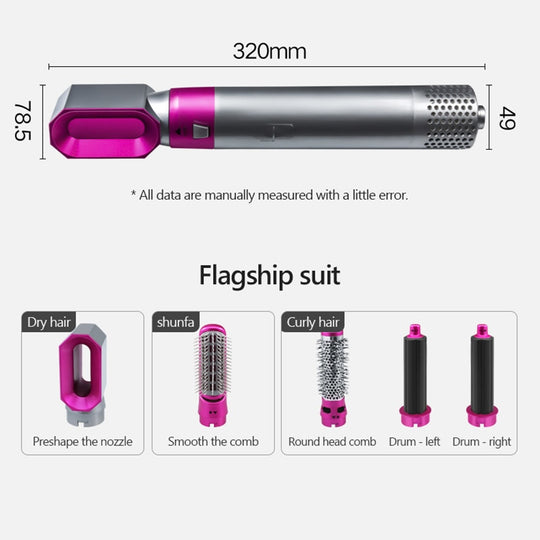 5-in-1 Hair Airflow Curler Dryer Brush, Electric Blow Dryer