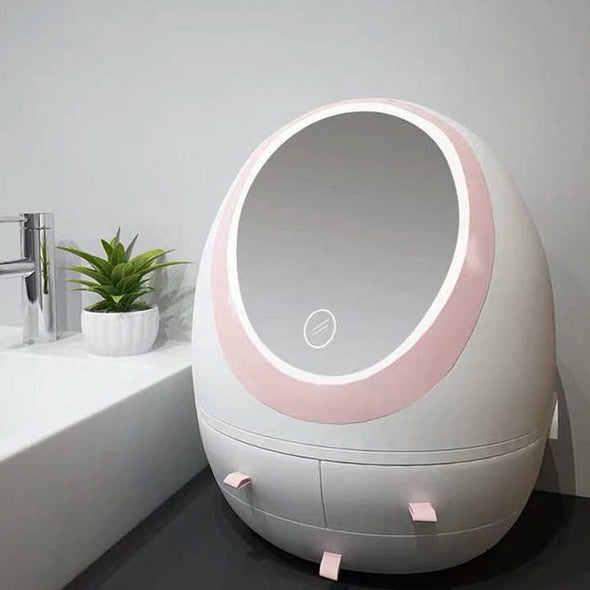 Portable LED Mirror Makeup Organizer with USB Charging