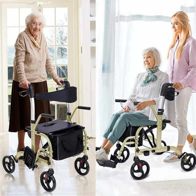 Heavy Duty 4 Wheel Lightweight Rollator Walker With Seat-Aroflit