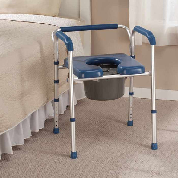 Heavy Duty Adults Portable Bedside Toilet Commode Potty Chair-Aroflit