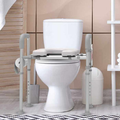 Heavy Duty Raised Elevated Toilet Seat With Handles-Aroflit