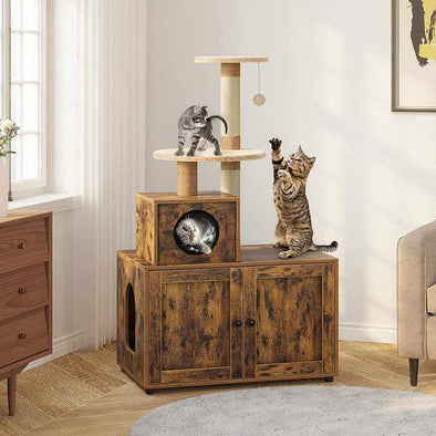 Hidden Cat Litter Box Enclosure Furniture Cabinet-Aroflit