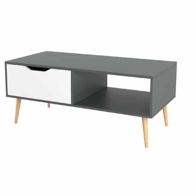 Homfa™ – Modern Coffee Table With Storage for Living Room in Gray/Light Oak – 100×49