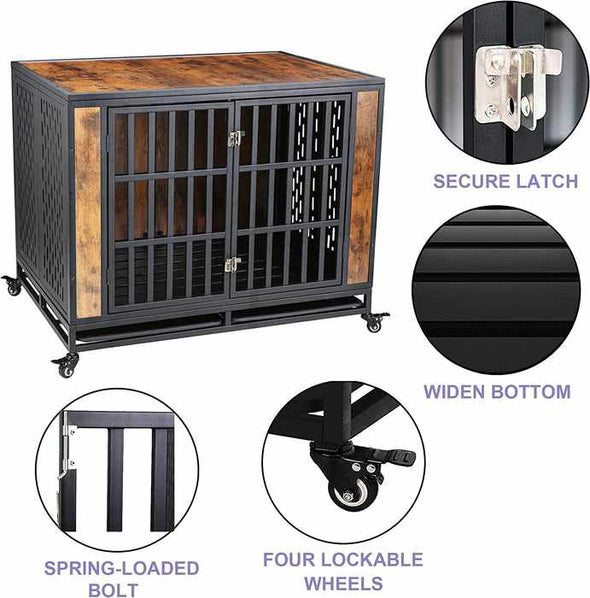 Indestructible Heavy Duty Dog Escape Proof Kennel Crate-Aroflit