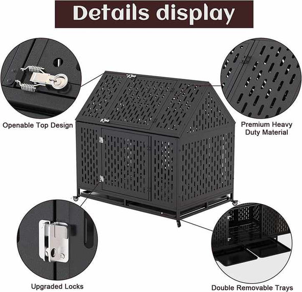 Indestructible Heavy Duty Dog Escape Proof Kennel Crate-Aroflit