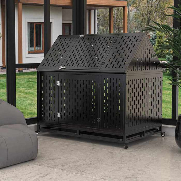 Indestructible Heavy Duty Dog Escape Proof Kennel Crate-Aroflit