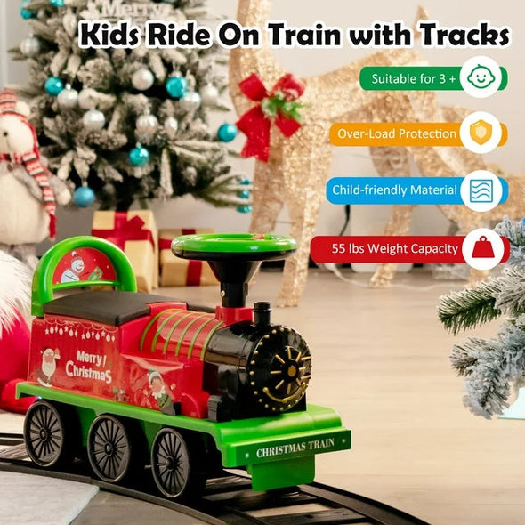 JollyRide™️ Electric Christmas Train Ride On Toy with Tracks