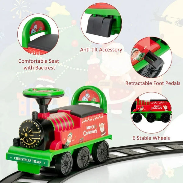 JollyRide™️ Electric Christmas Train Ride On Toy with Tracks