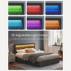LED Queen Upholstered Bed Frame With Headboard-Aroflit