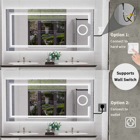 Large Backlit Bathroom Mirror With LED Lights-Aroflit