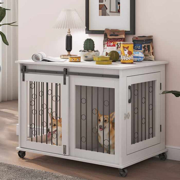 Large Dog Kennel Crate End Table Furniture-Aroflit