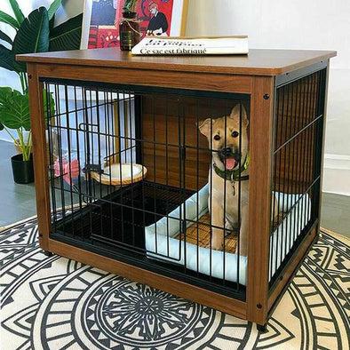 Large Wooden Indoor Dog Kennel Crate-Aroflit