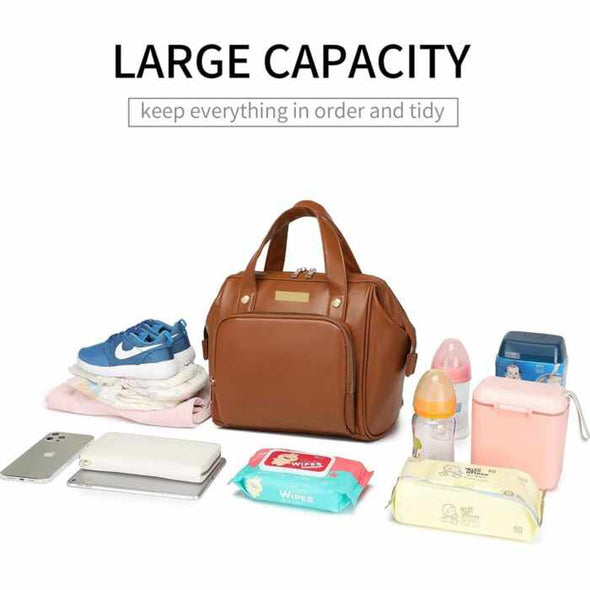 Leather changing bag – Mini Baby tote bag