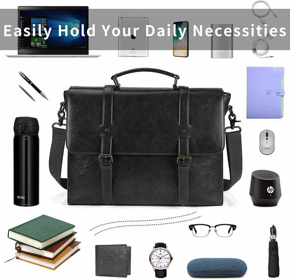 Leather messenger bag – Black Men’s Laptop bag