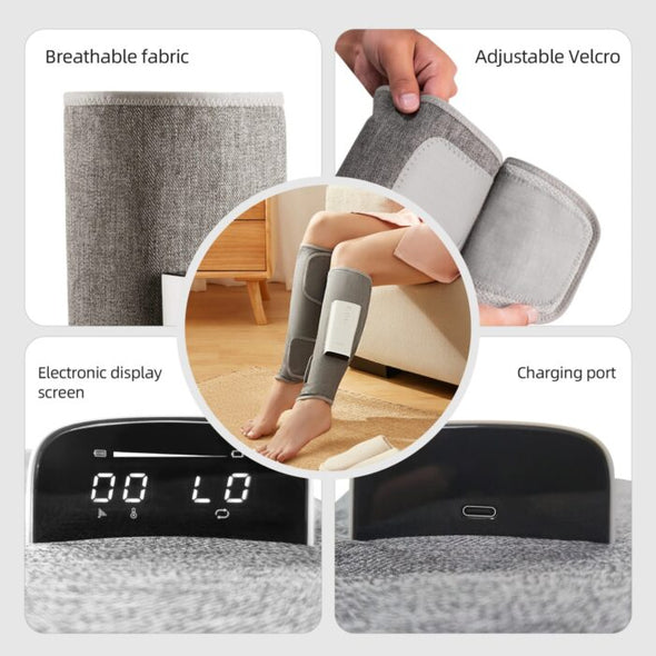 Leg Massager Rechargeable With Air Compression – Multiple Mode – 2600mAh Battery / Grey