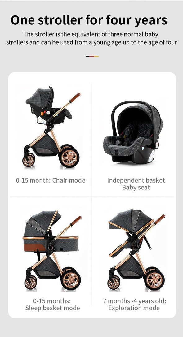 Luxury Baby Stroller – 3 In 1 Multi-Functional