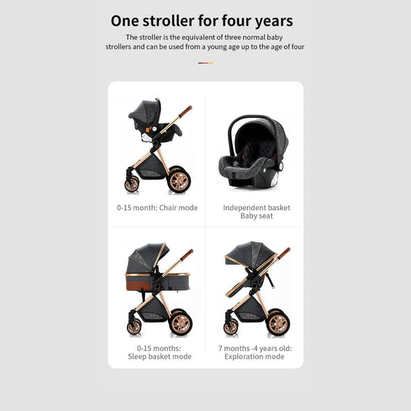 Luxury Baby Stroller – 3 In 1 Multi-Functional