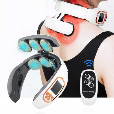 Neck Massager – 6 Heads Smart Electric Back Pulse – 42℃ Heat / White