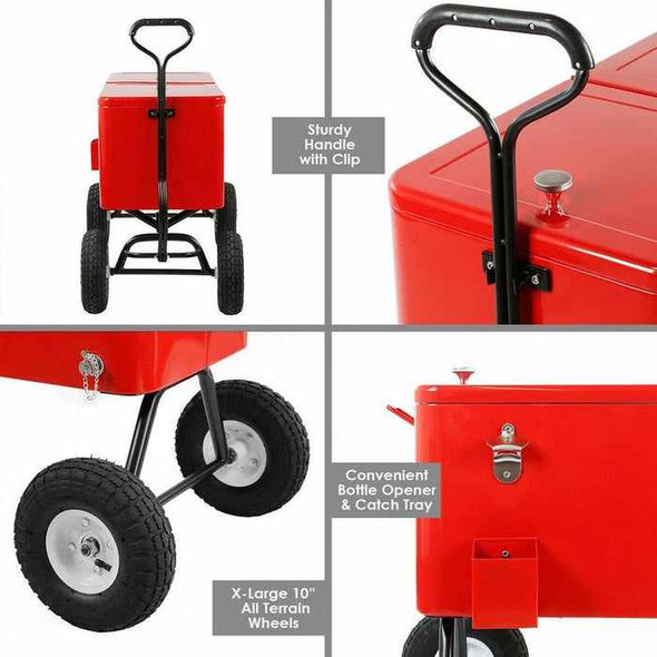 Outdoor Camping Ice Cooler Chest With Rolling Wheels-Aroflit