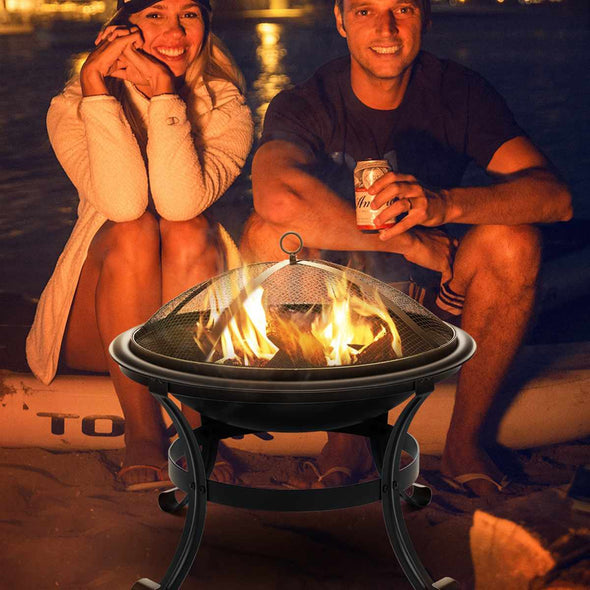 Outdoor Fire Pit Bowl – Wood Burning Stainless – Black