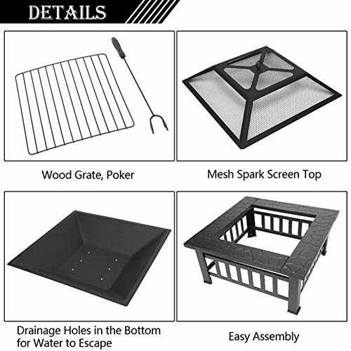 Outdoor Fire Pit Table – Heavy Duty Iron Mesh and Frame – 25.35 lbs / Black