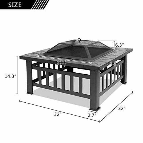 Outdoor Fire Pit Table – Heavy Duty Iron Mesh and Frame – 25.35 lbs / Black