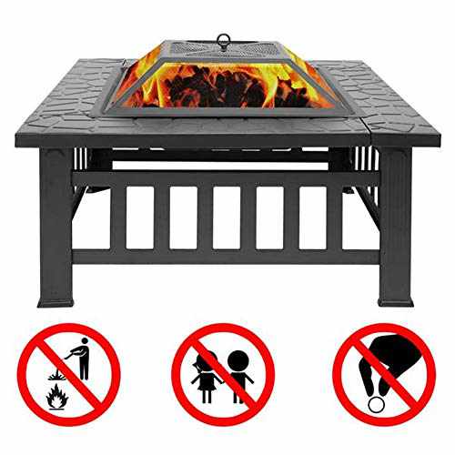 Outdoor Fire Pit Table – Heavy Duty Iron Mesh and Frame – 25.35 lbs / Black