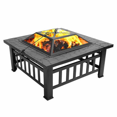 Outdoor Fire Pit Table – Heavy Duty Iron Mesh and Frame – 25.35 lbs / Black