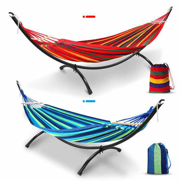 Outdoor Garden Double Hammock Swing Bed with Steel Stand Frame