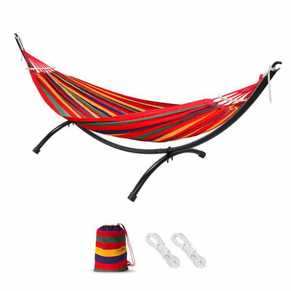 Outdoor Garden Double Hammock Swing Bed with Steel Stand Frame